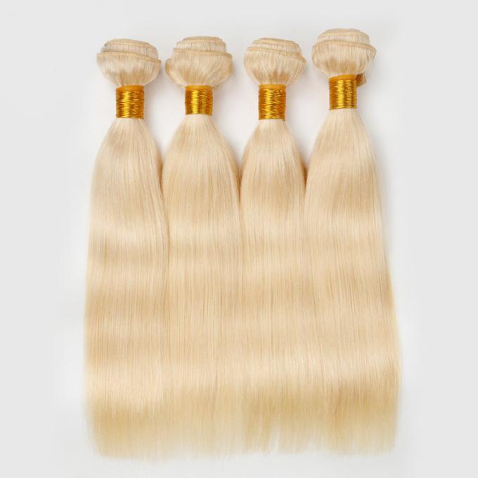 Ενιαίο συρμένο χρώμα 613 ύφανσης ανθρώπινα μαλλιών ξανθή Weft ίντσα επεκτάσεων 12-26 τρίχας