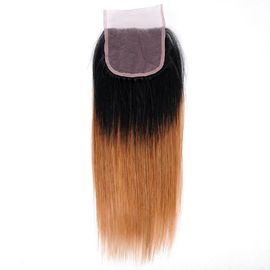 Βαθμός δίχρωμο χρώμα βάσεων μεταξιού ανθρώπινα μαλλιών περάτωσης 100% Virgin δαντελλών 10A 4x4