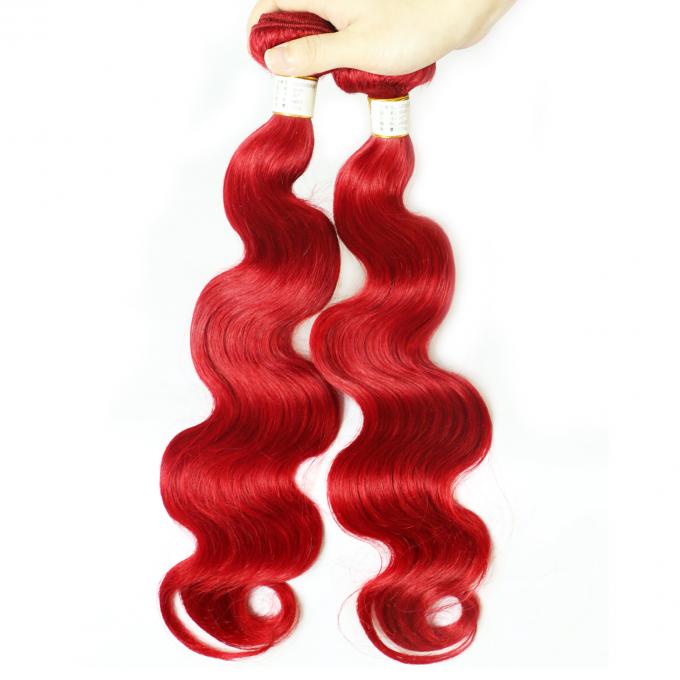Κόκκινου χρώματος σώματος κυμάτων βραζιλιάνα ανθρώπινα μαλλιά 12 της Virgin τρίχας περουβιανά» σε 26» κανένα σκόρπισμα